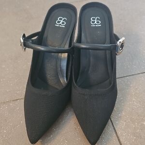 Cozy Isalnd Women's Black Pointed Mary Jane Mules